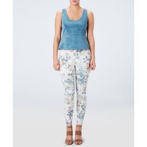 Spanx Jean-ish Leggings Womens Medium Multicolor Floral Print Soft Denim Pull On
